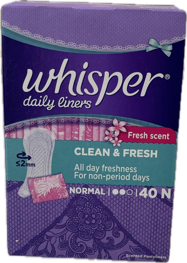 Whisper Daily Liners With Fresh Scent For Daily Use 40N