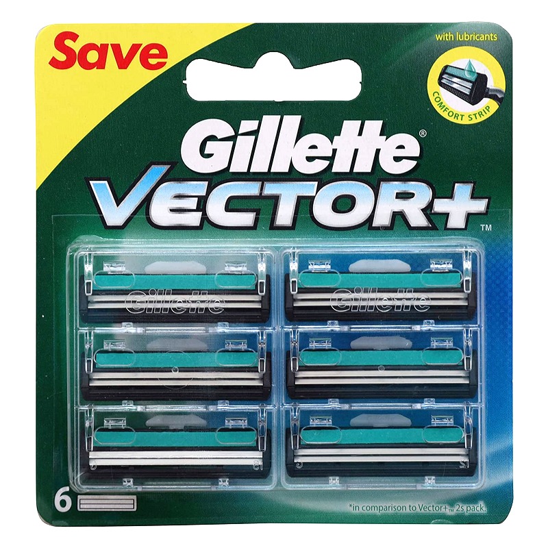 Gillette Vector Plus Manual Shaving Razor Blades (Cartridge) - 6